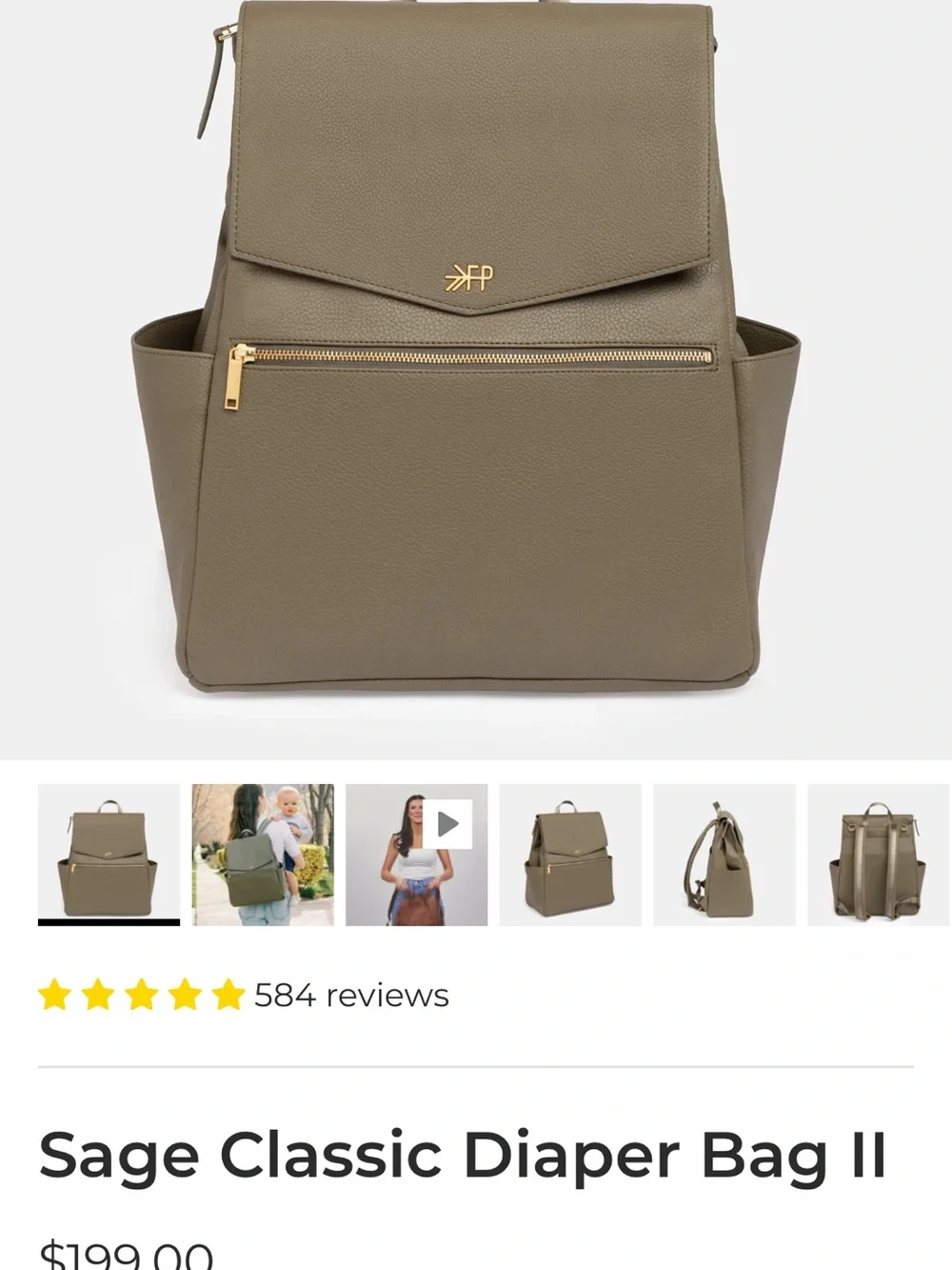 Olive Green Leather Diaper Bag - Freshly Picked